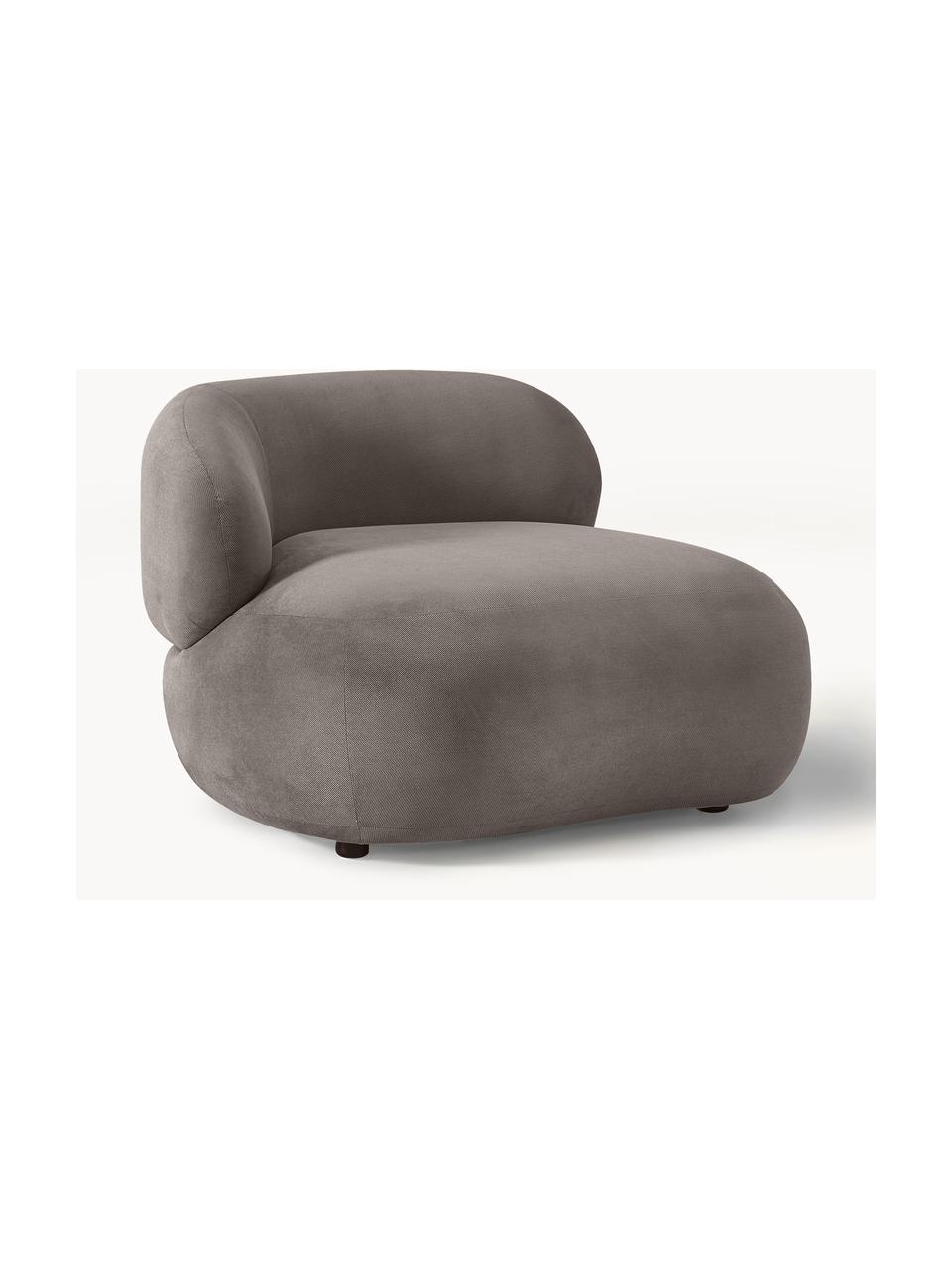 Fauteuil lounge Alba, Tissu taupe, larg. 102 x prof. 89 cm, dossier à gauche