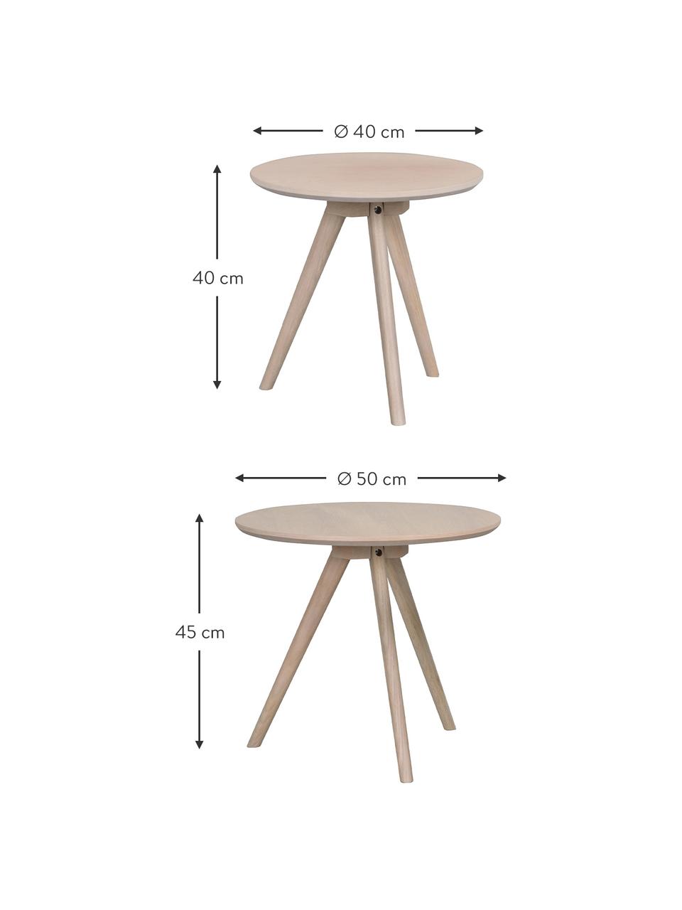 Beistelltisch-Set Yumi, grau gewaschen, 2-tlg., Tischplatte: Mitteldichte Holzfaserpla, Beine: Eichenholz, massiv, Hellbraun, grau gewaschen, Set mit verschiedenen Größen