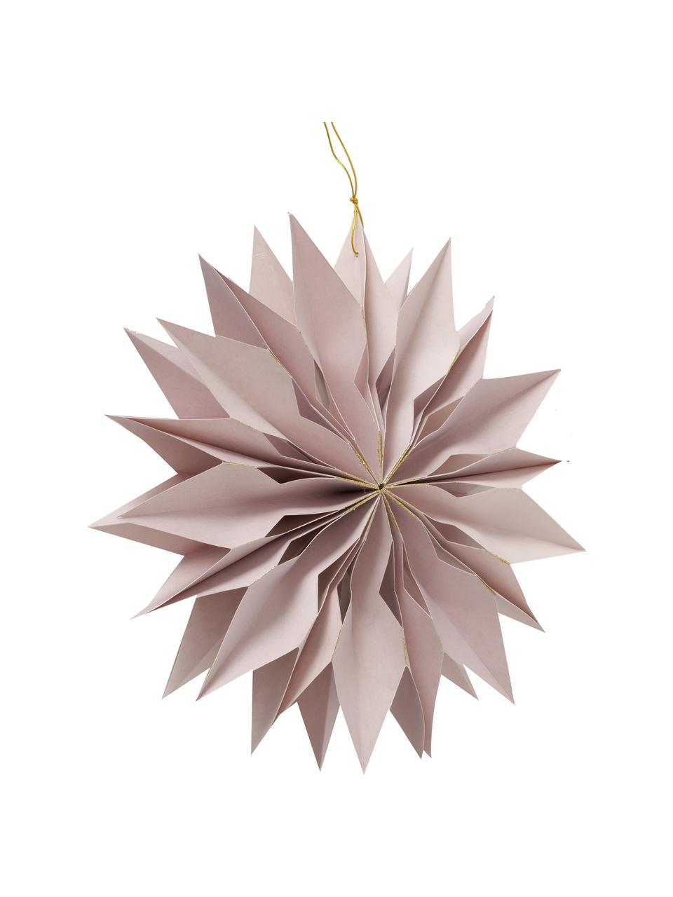 Étoile à suspendre artisanales Kassia, 3 élém., Papier recyclé, Vieux rose, mauve, prune, Ø 30 cm