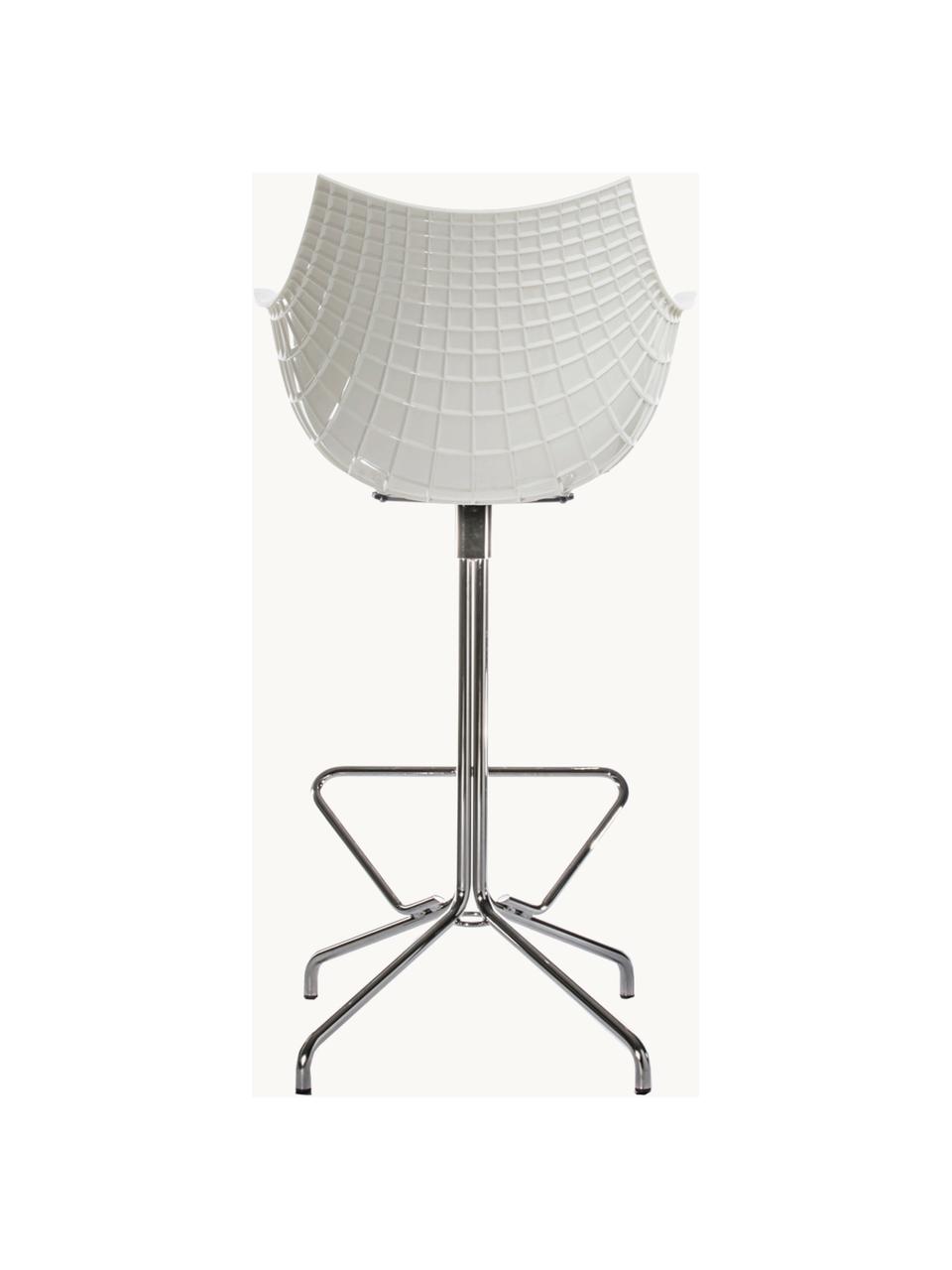 Tabouret de bar pivotant en plastique Meridiana, Blanc cassé, argenté, larg. 55 x haut. 107 cm