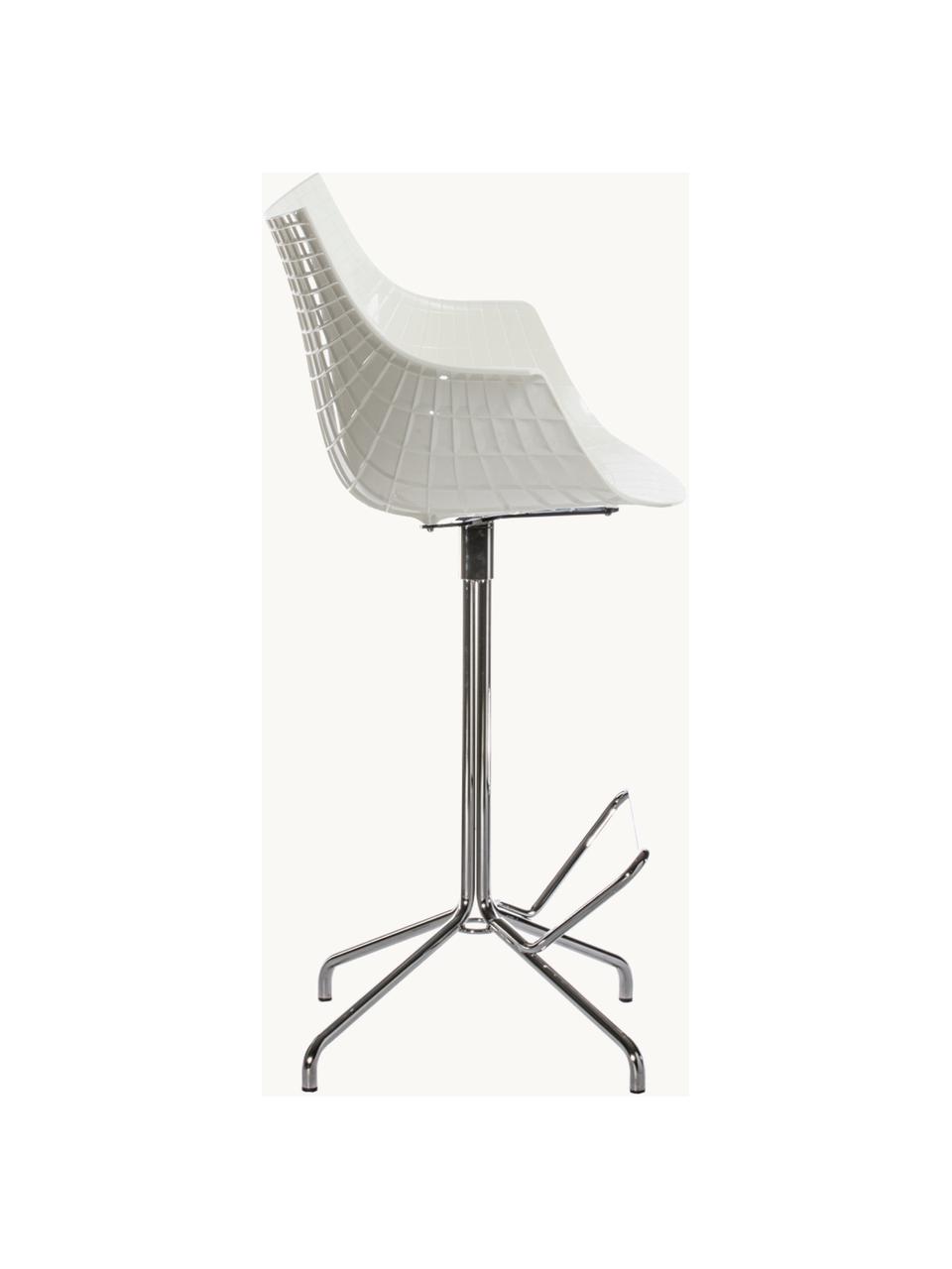 Drehbarer Kunststoff-Thekenstuhl Meridiana, Sitzfläche: Kunststoff, Beine: Stahl, verchromt, Off White, Silberfarben, B 55 x H 107 cm