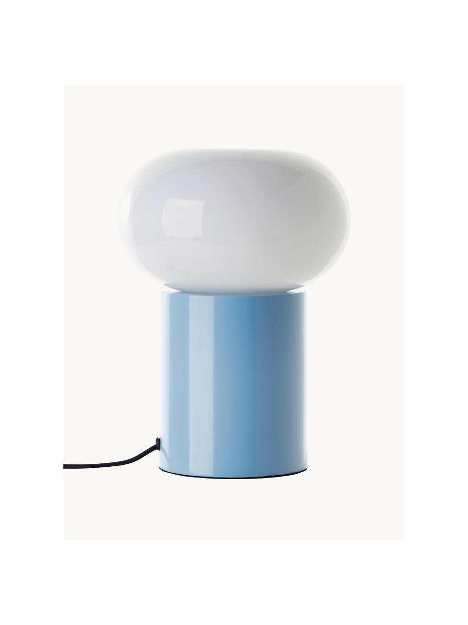 Lampada da tavolo piccola Deany, Paralume: vetro, Azzurro, bianco, Ø 20 x Alt. 27 cm