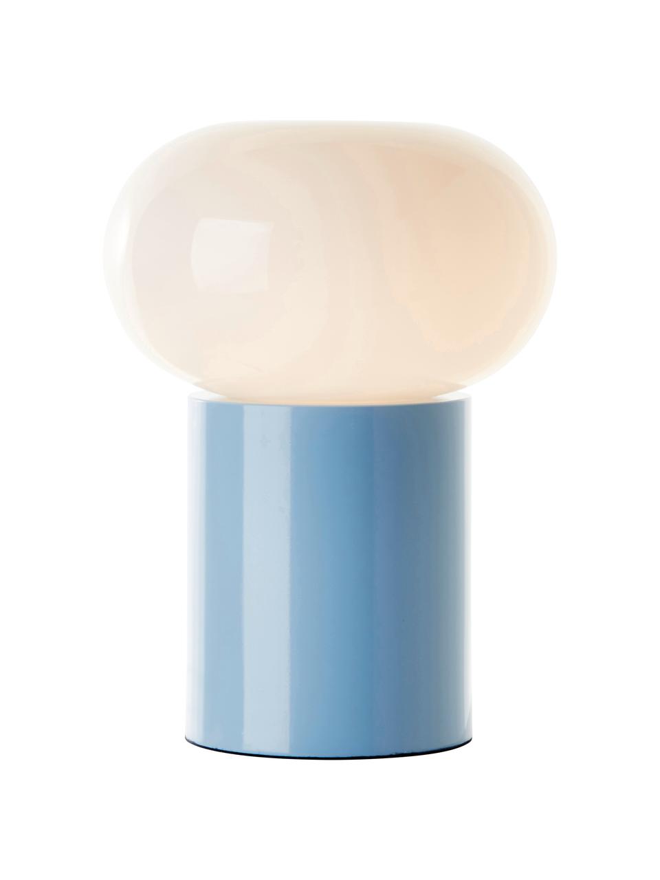 Lampada da tavolo piccola Deany, Paralume: vetro, Azzurro, bianco, Ø 20 x Alt. 27 cm