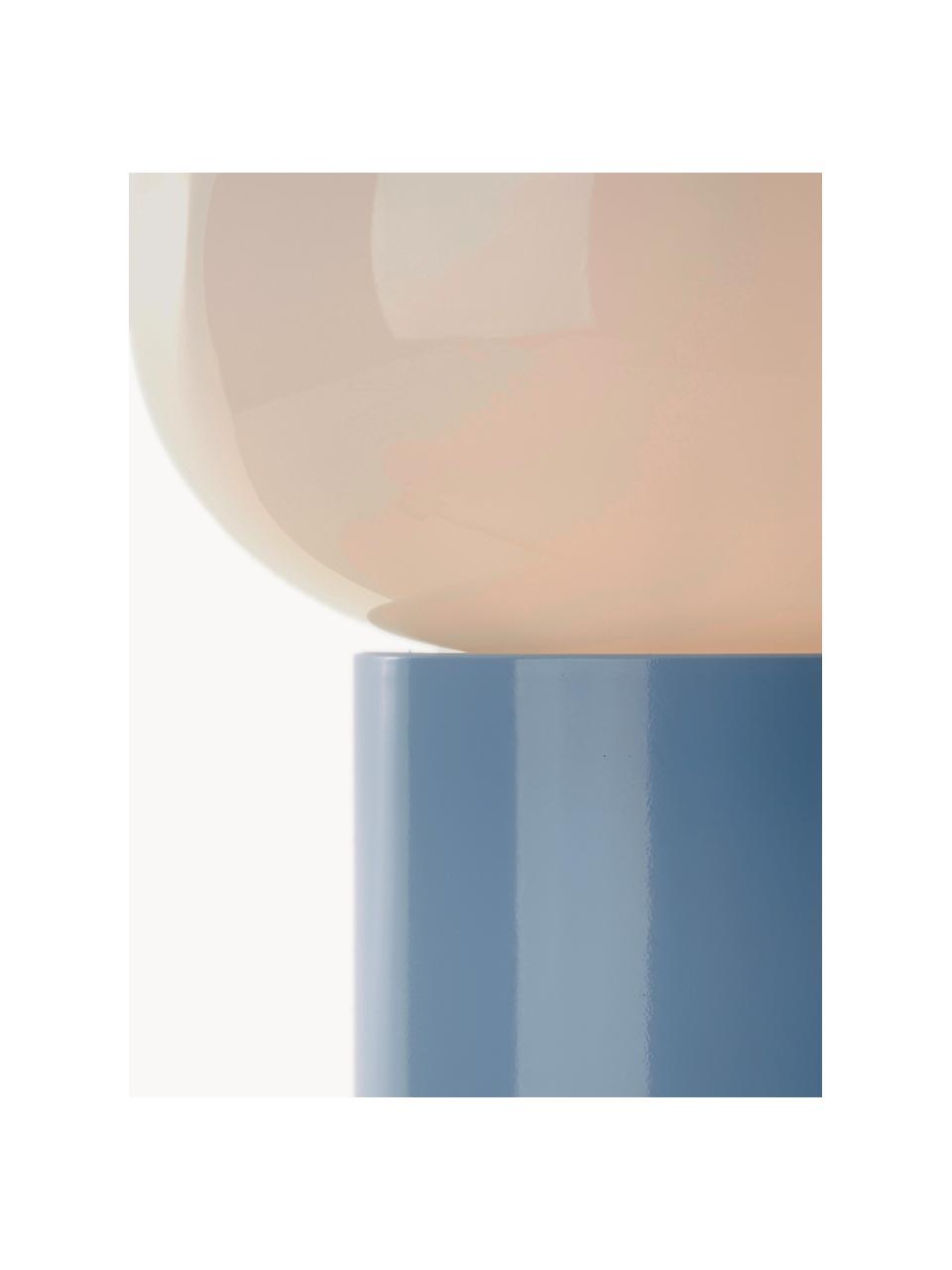 Lámpara de mesa pequeña Deany, Pantalla: vidrio, Cable: forro textil, Azul claro, blanco, Ø 20 x Al 27 cm