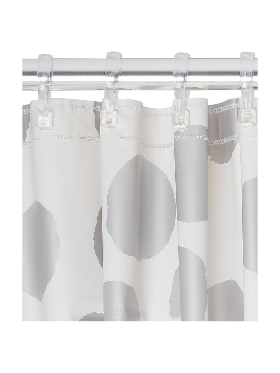Rideau de douche à pois argentés Spots, Plastique (PEVA), étanche, Blanc, couleur argentée, larg. 180 x long. 200 cm