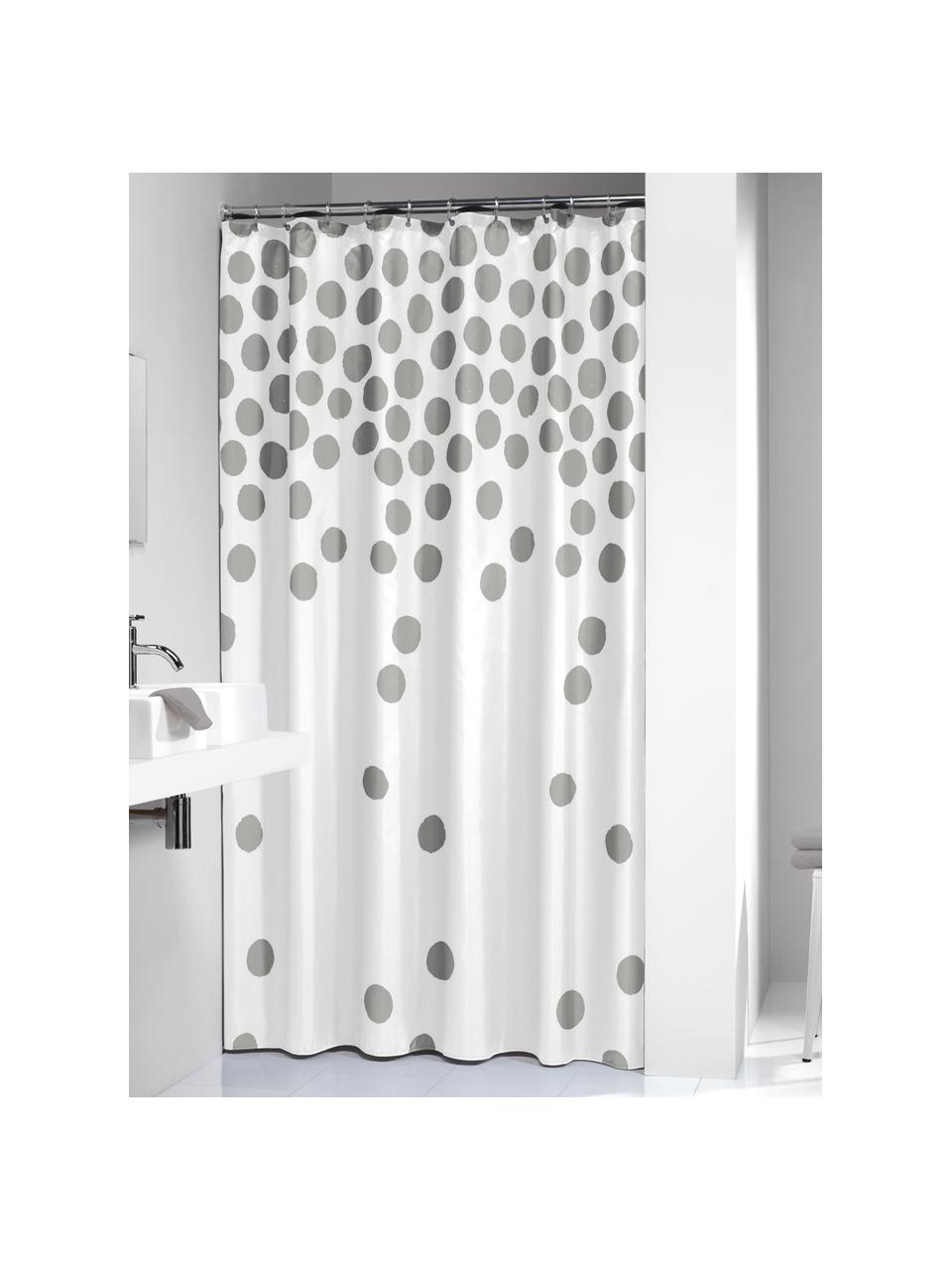 Sprchový závěs Spots, Umělá hmota (PEVA), nepromokavá, Bílá, stříbrná, Š 180 cm, D 200 cm