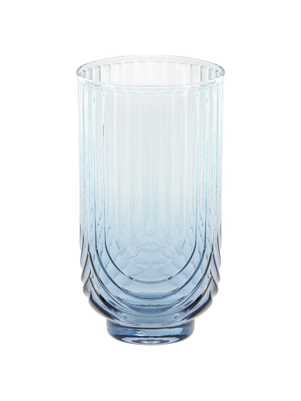 Waterglazen Imani met kleurverloop in blauw/transparant, 4 stuks, Glas, Blauw, transparant, Ø 8 x H 14 cm, 450 ml