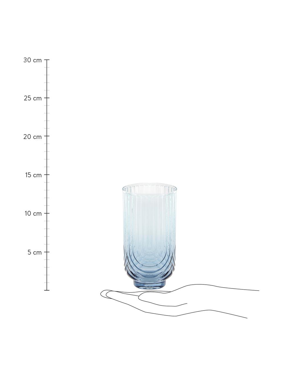 Bicchiere acqua con sfumatura blu/trasparente Imani 4 pz, Vetro, Blu, trasparente, Ø 8 x Alt. 14 cm, 450 ml