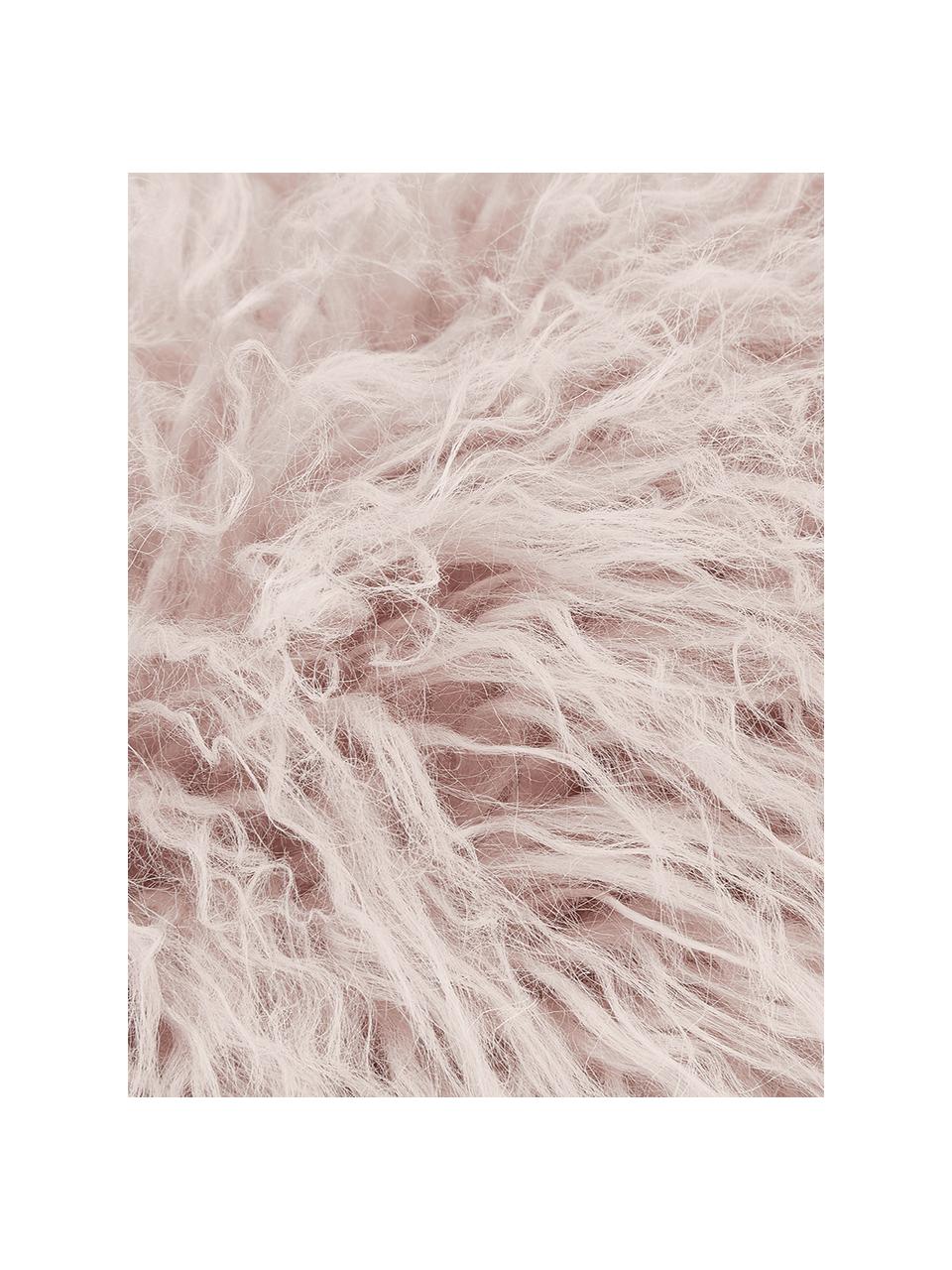 Měkký povlak na polštář z umělé kožešiny Morten, kudrnatý, Růžová, Š 40 cm, D 40 cm