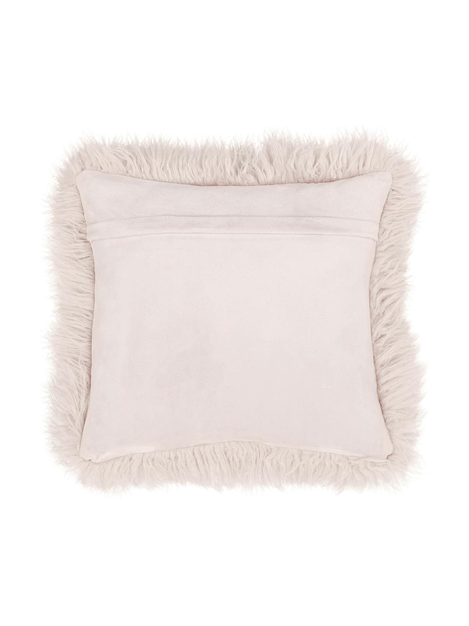 Housse de coussin 40x40 rose imitation fourrure frisée Morten, Rose, larg. 40 x long. 40 cm