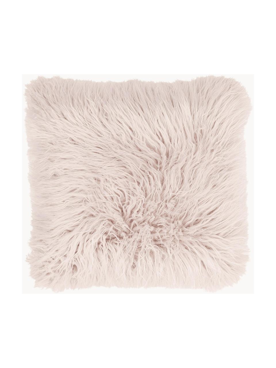 Housse de coussin 40x40 rose imitation fourrure frisée Morten, Rose, larg. 40 x long. 40 cm