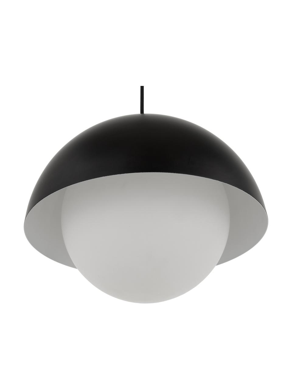 Lámpara de techo Lucille, Anclaje: metal cepillado, Pantalla: vidrio, Cable: cubierto en tela, Negro, blanco, Ø 35 x Al 30 cm