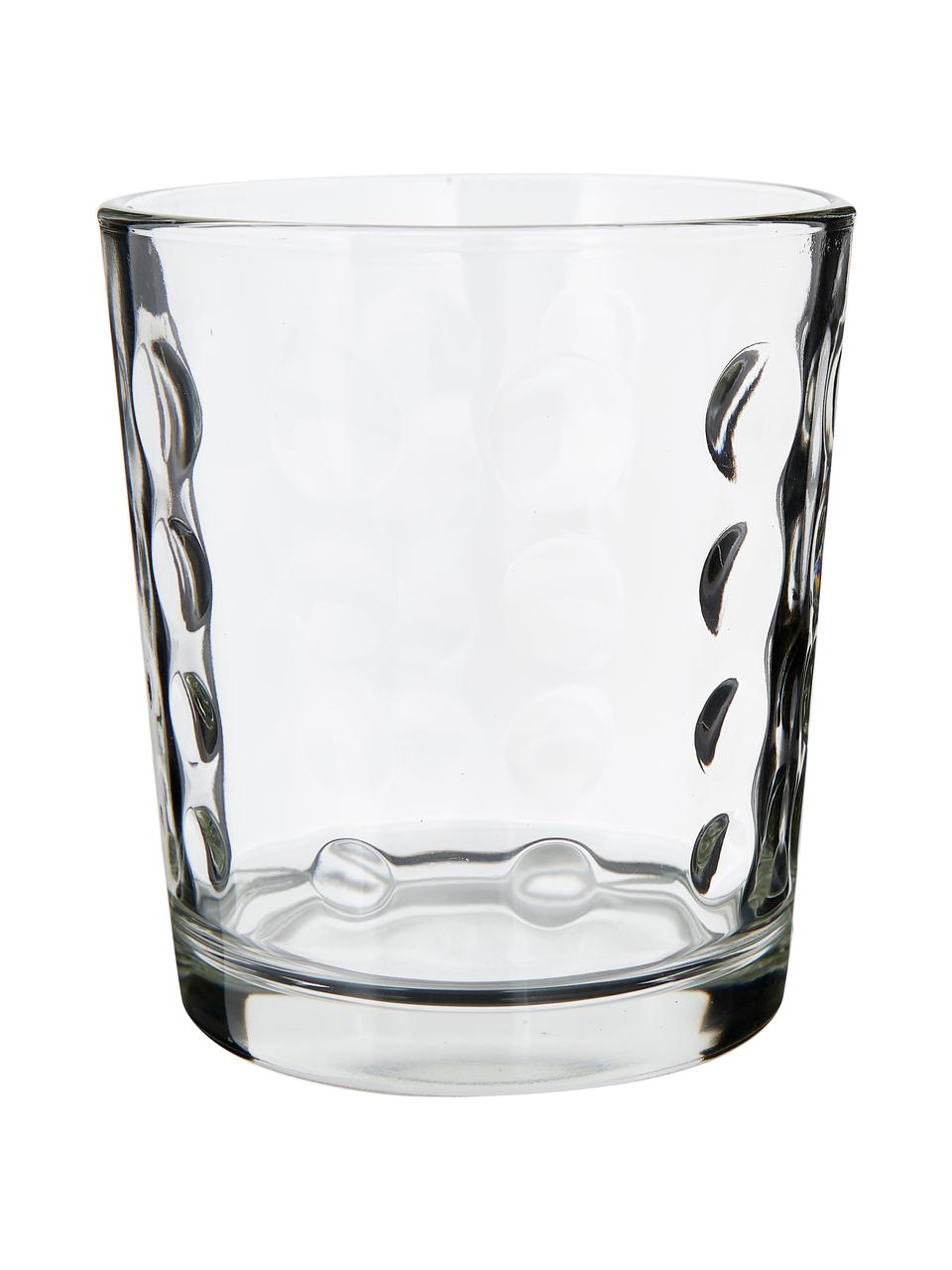 Vasos con relieve Clear, 6 uds., Vidrio, Transparente, Ø 9 x Al 10 cm