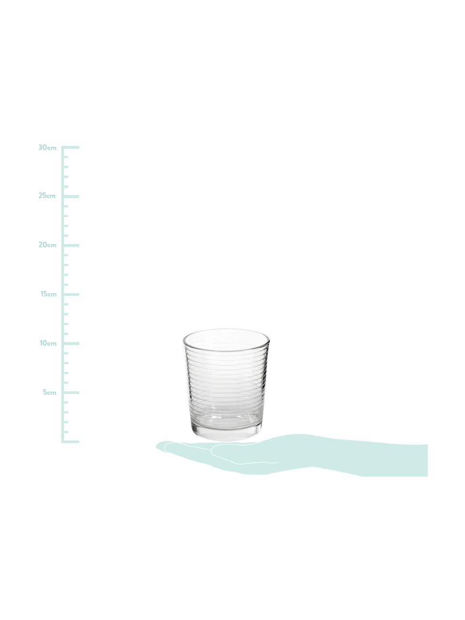 Vasos con relieve Clear, 6 uds., Vidrio, Transparente, Ø 9 x Al 10 cm