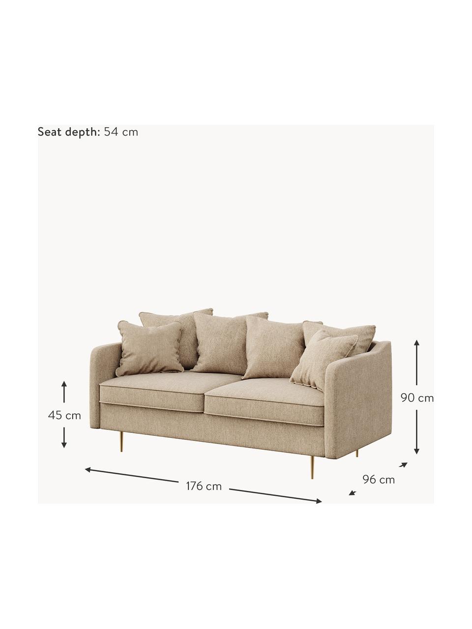 Sofá Esme (2 plazas), Tapizado: 100% poliéster Alta resis, Asiento: muelles ondulados, espuma, Estructura: madera dura, madera bland, Patas: metal recubierto, Tejido beige, An 176 x F 96 cm