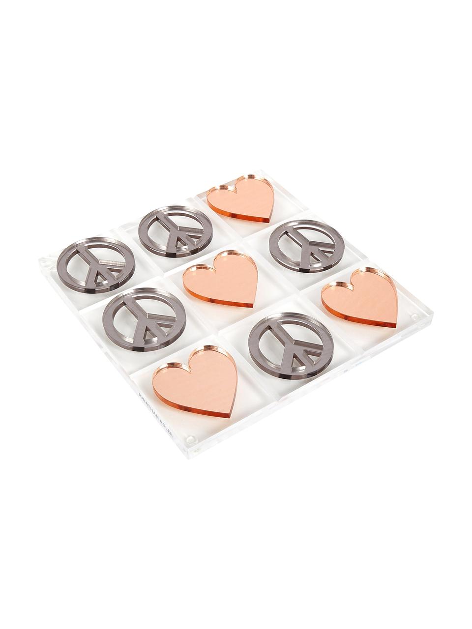 Desková hra Love & Peace Tic Tac Toe, Figurky: stříbrná a měděná<br>Herní deska: transparentní