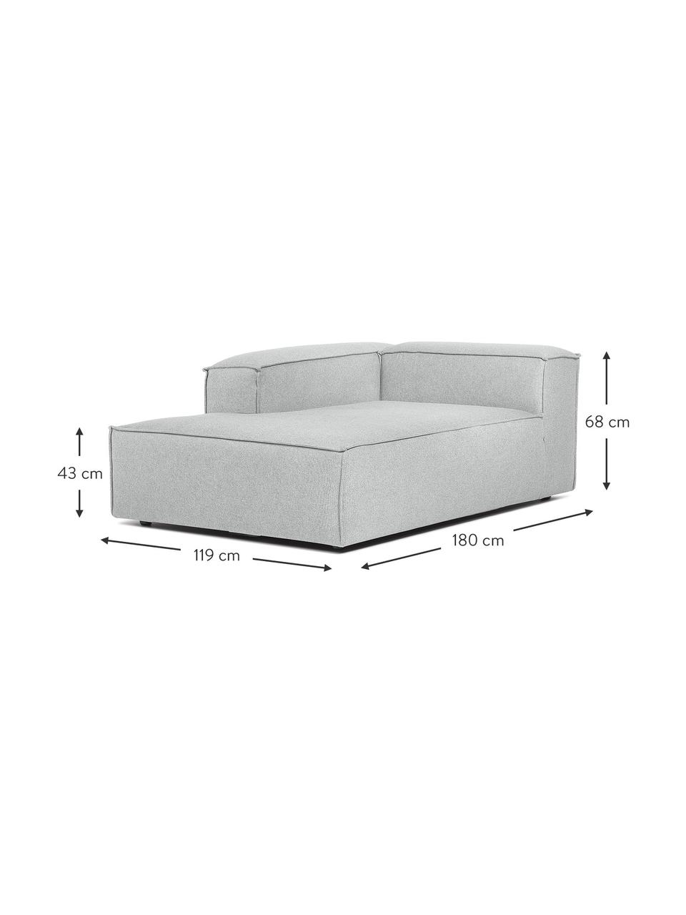 Diván modular Lennon, Tapizado: 100% poliéster Alta resis, Estructura: madera de pino maciza, ma, Patas: plástico, Tejido gris claro, An 119 x F 180 cm, chaise longue izquierda