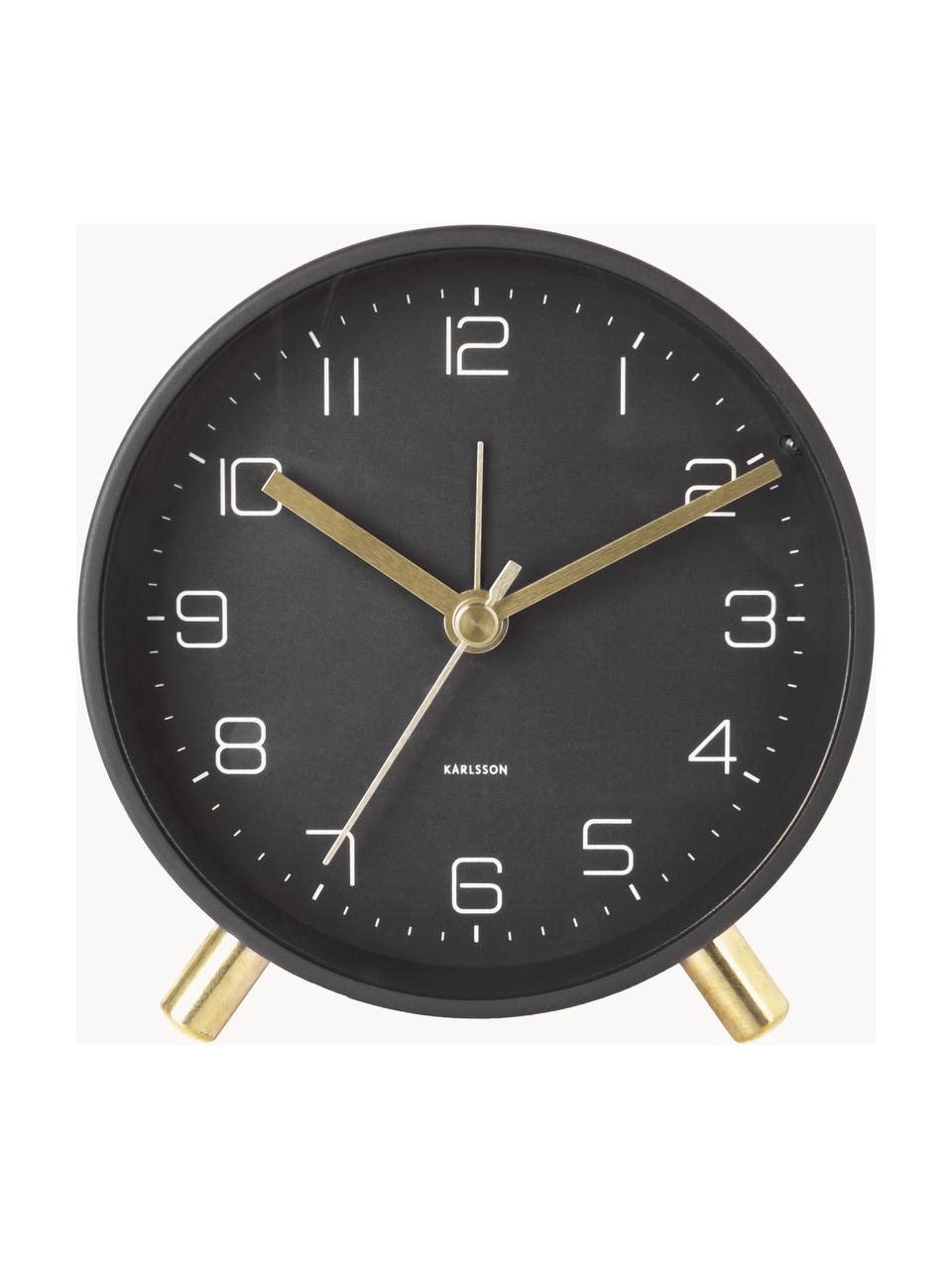 Despertador Lofty, Metal pintado, Negro, dorado, Ø 11 x F 5 cm