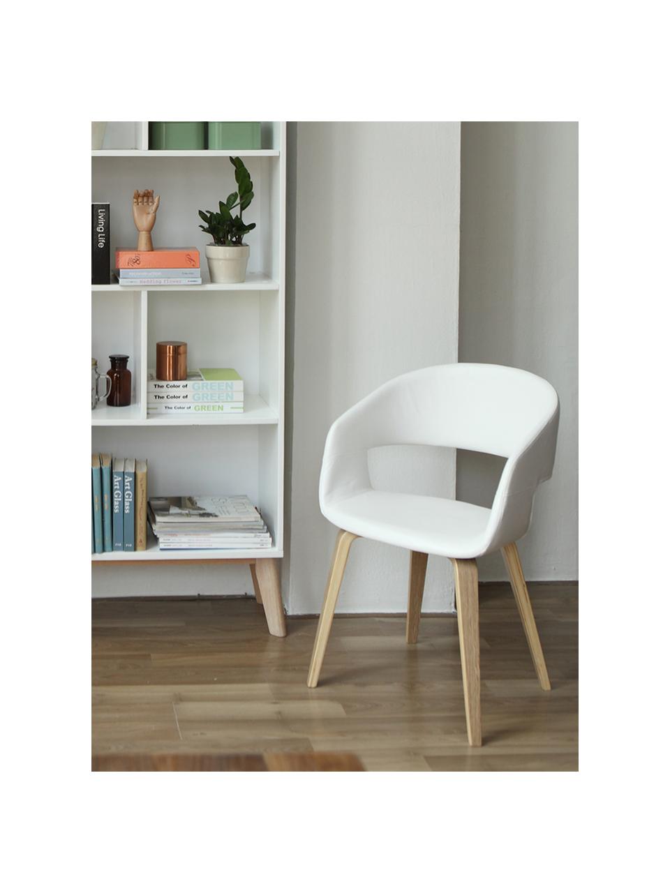 Chaises à accoudoirs en cuir synthétique Nova, 2 pièces, Blanc, chêne