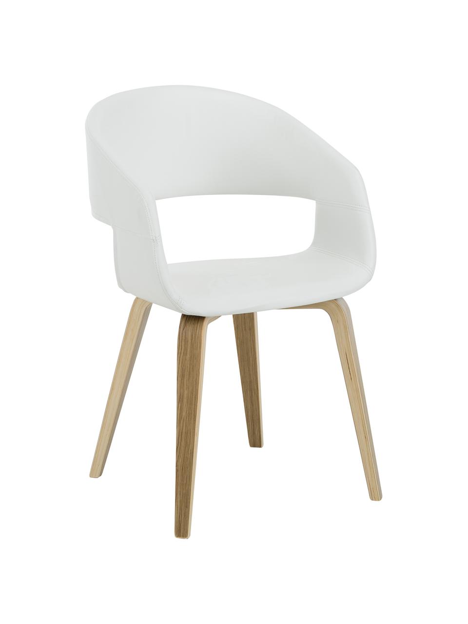 Chaises à accoudoirs en cuir synthétique Nova, 2 pièces, Blanc, chêne