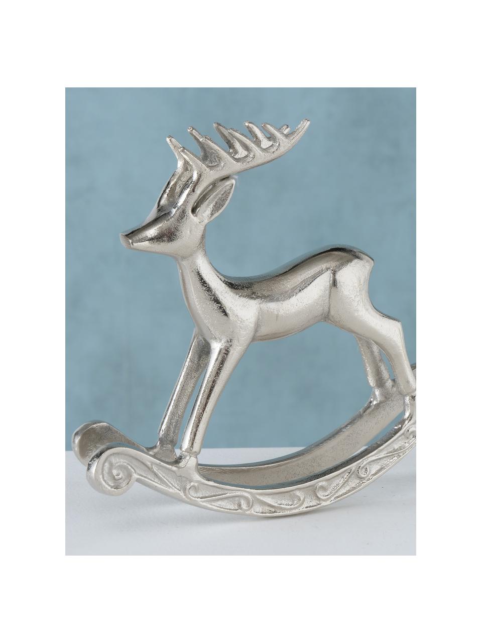 Figura decorativa ciervo balancín Roland, Aluminio, Plateado, An 21 x Al 19 cm