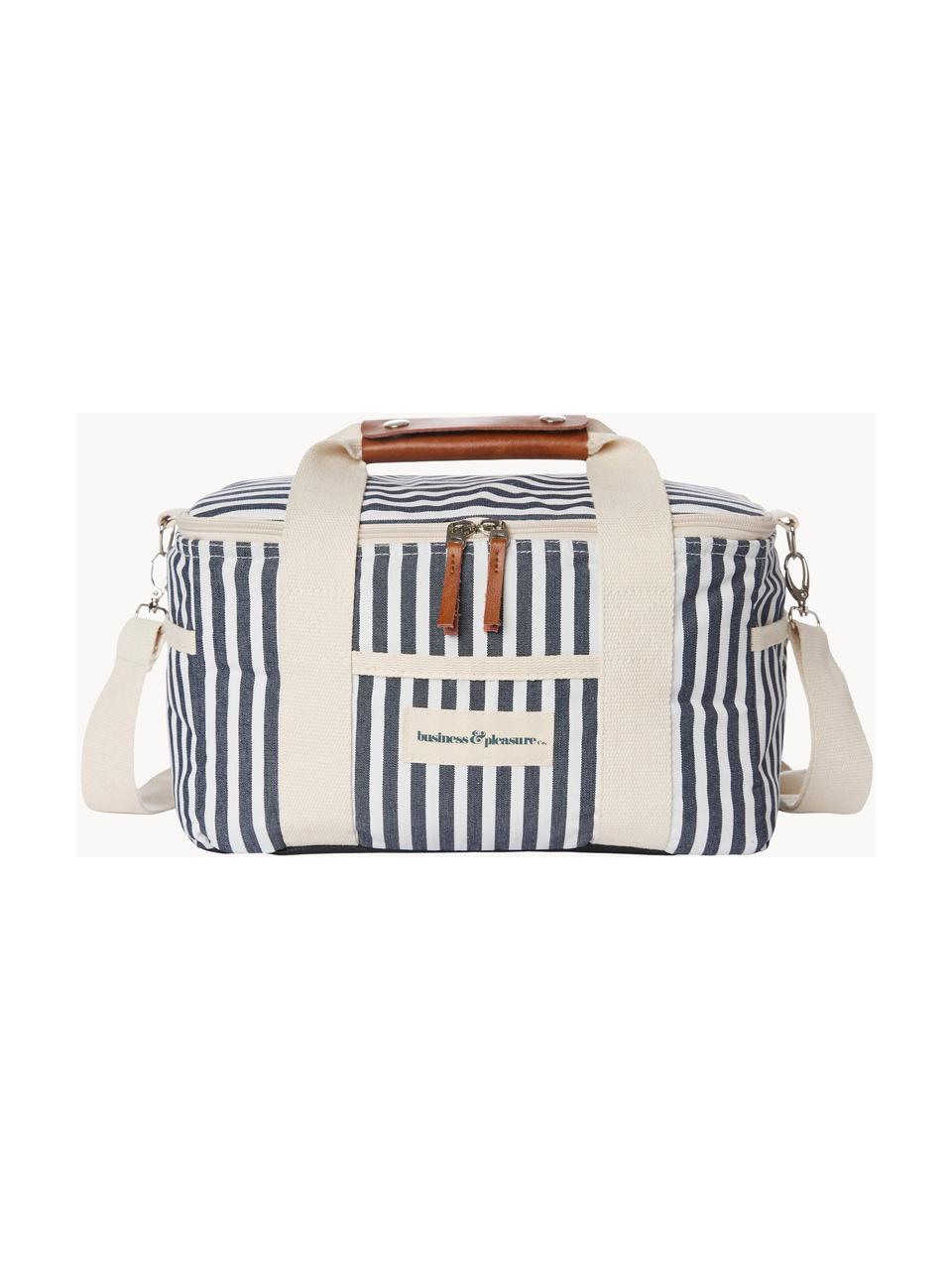 Borsa termica Retro, 40% cotone, 40% poliestere, 15% PVC riciclato, 5% pelle, Bianco crema, antracite, Larg. 32 x Alt. 20 cm