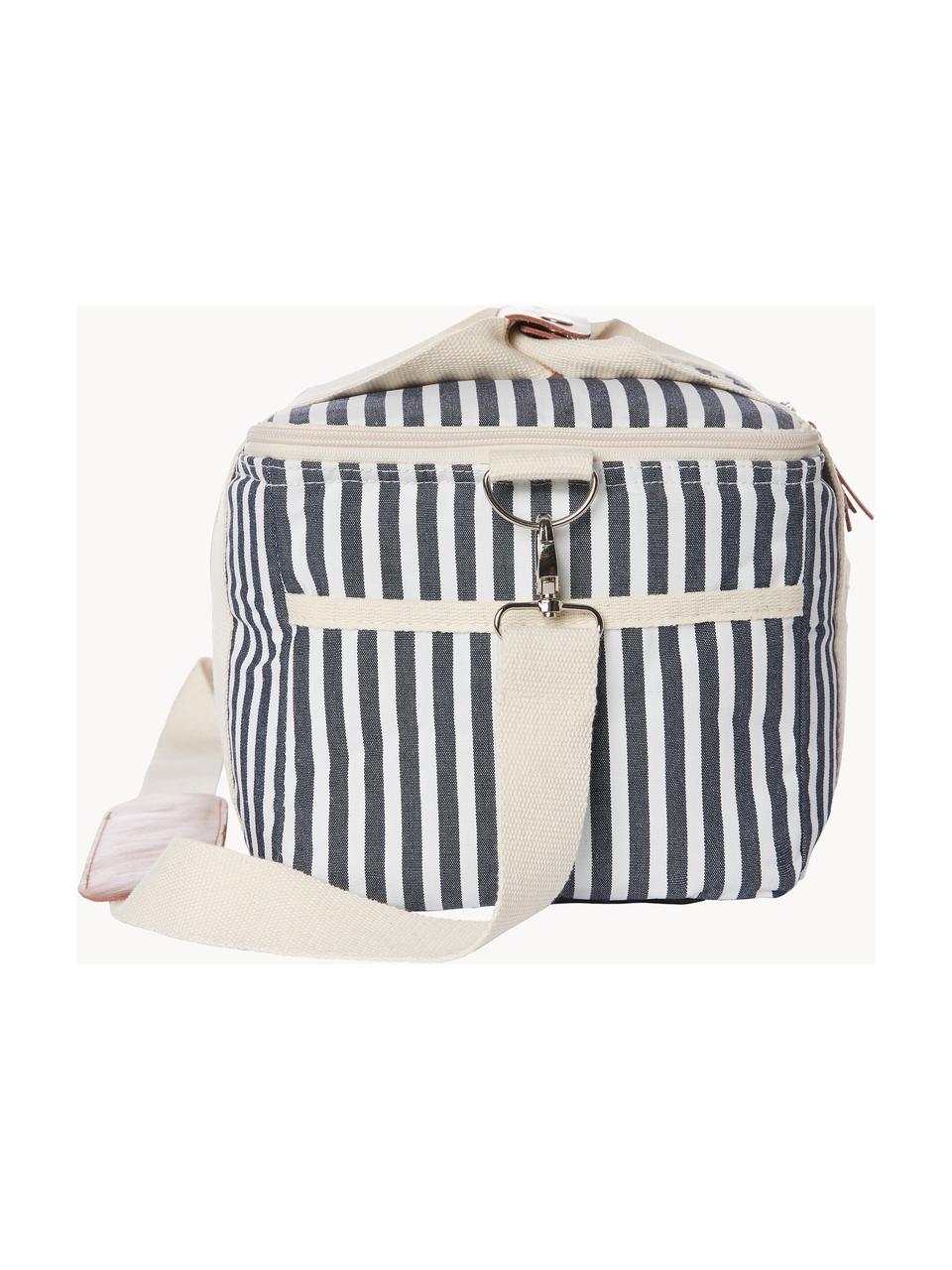 Borsa termica Retro, 40% cotone, 40% poliestere, 15% PVC riciclato, 5% pelle, Bianco crema, antracite, Larg. 32 x Alt. 20 cm