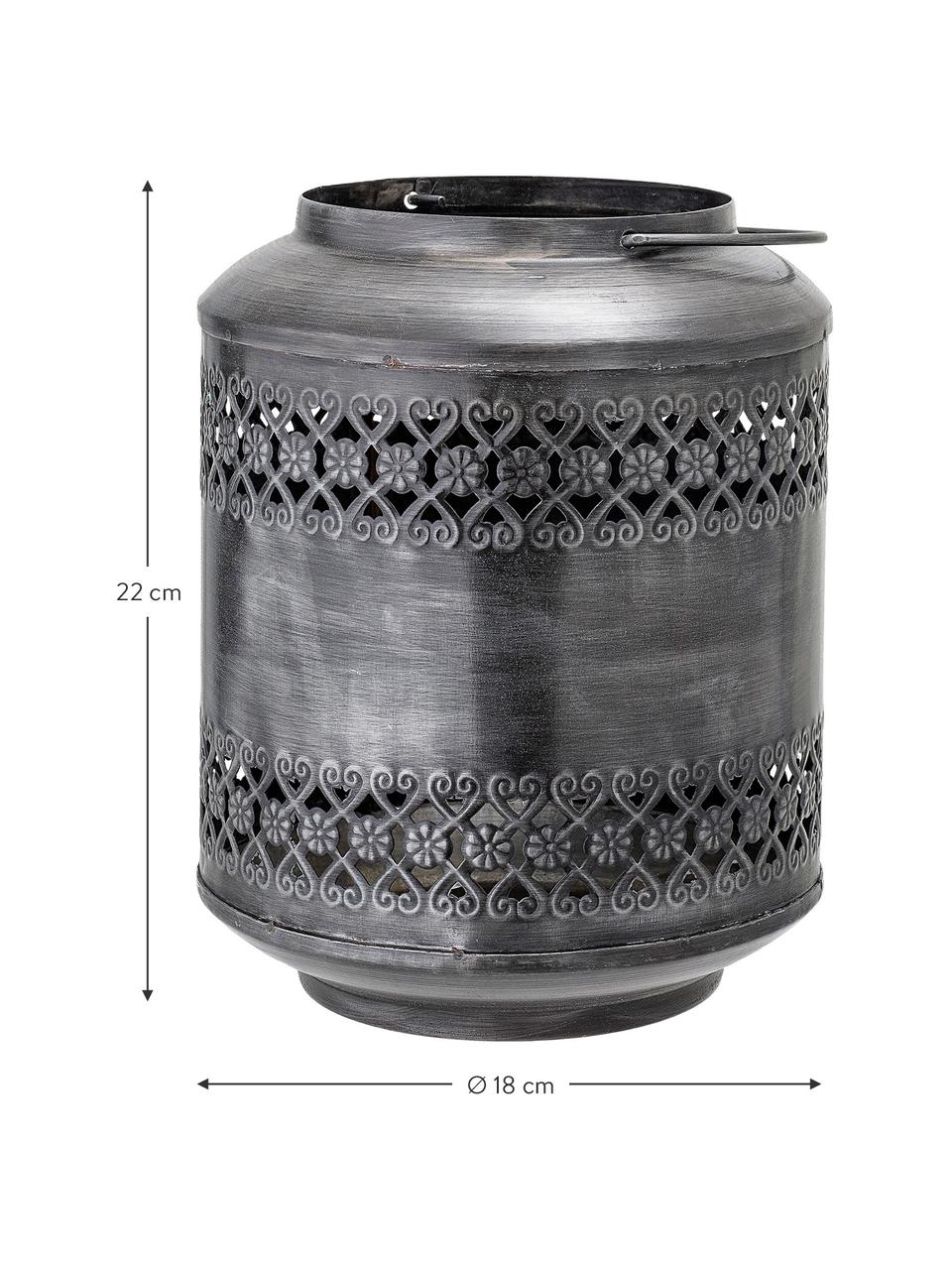 Kovový lampáš Lora, Leštený kov, Sivá, Ø 18 x V 22 cm