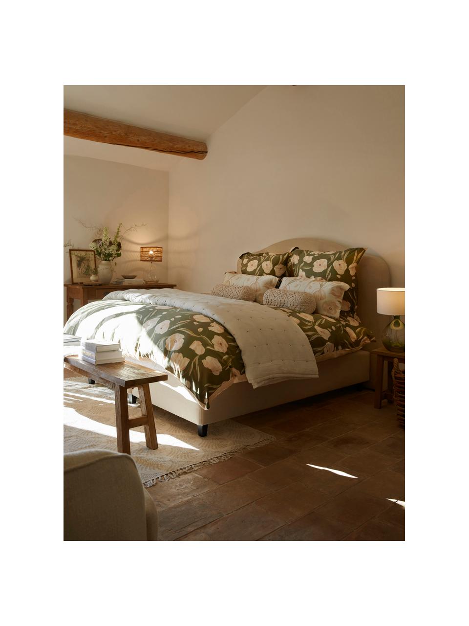 Pościel z organicznej satyny bawełnianej Aimee od Candice Gray, Zielony, 200 x 200 cm + 2 poduszki 80 x 80 cm
