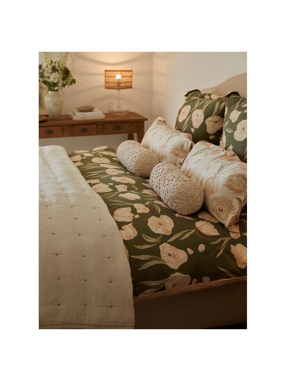 Pościel z organicznej satyny bawełnianej Aimee od Candice Gray, Zielony, 200 x 200 cm + 2 poduszki 80 x 80 cm
