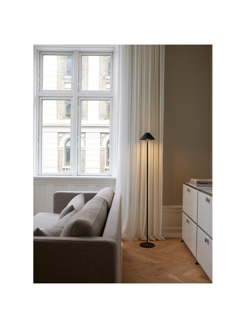 Kleine mobile LED-Stehlampe Hygge, dimmbar, Metall, beschichtet, Schwarz, H 134 cm