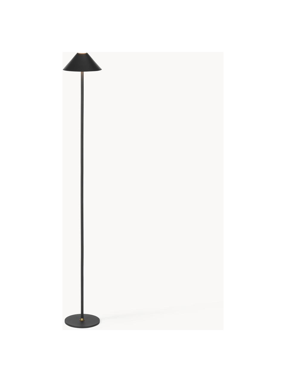 Kleine mobile LED-Stehlampe Hygge, dimmbar, Metall, beschichtet, Schwarz, H 134 cm