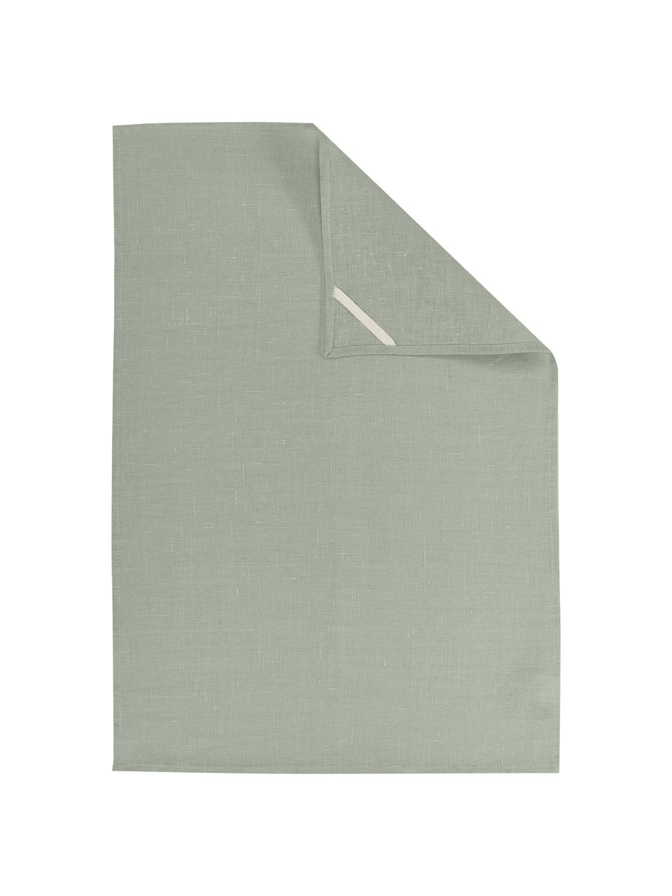 Paño de cocina de lino Heddie, 100% lino, Gris verdoso, An 50 x L 70 cm