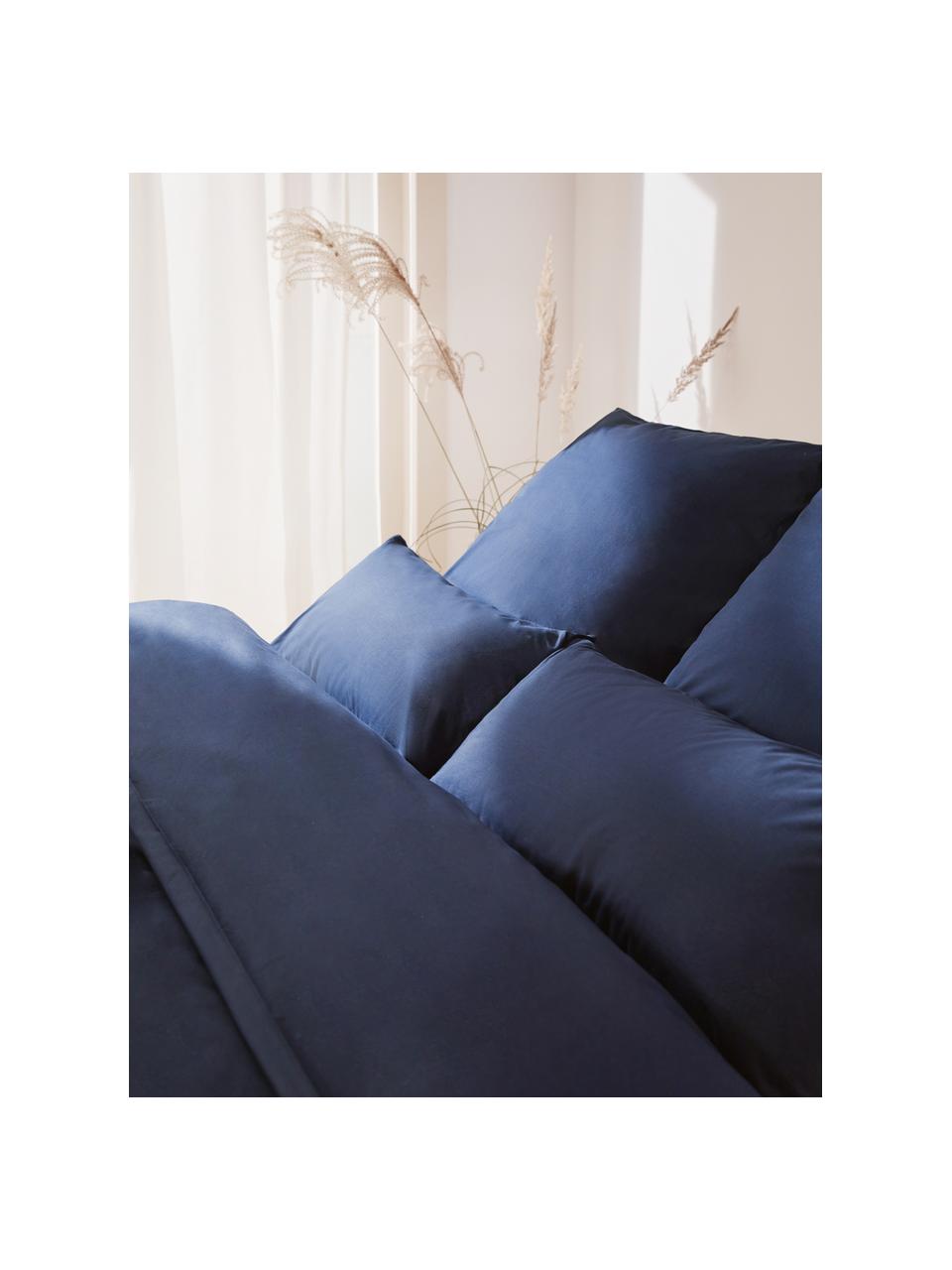 Povlaky na polštáře z bavlněného perkálu Elsie, 2 ks, Tmavě modrá, Š 40 cm, D 80 cm