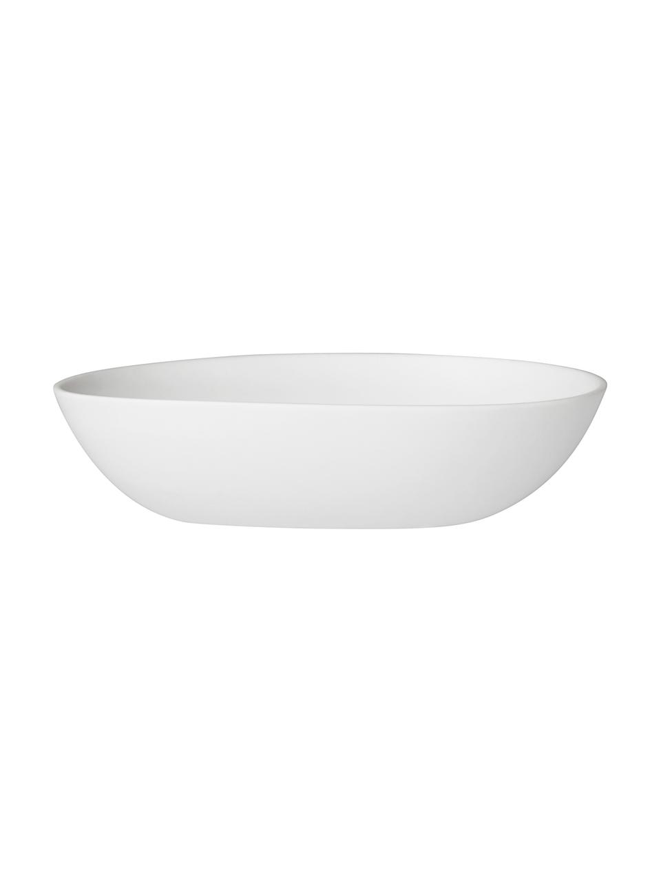 Porcelánoví servírovací talíře s ražbou Living, 4 ks, Porcelán, neglazovaný, s ražbou, Bílá, Š 13 cm, H 10 cm