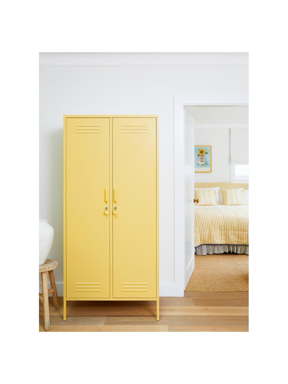 Petite armoire The Twinny, Acier, revêtement par poudre, Jaune pâle, larg. 85 x haut. 183 cm