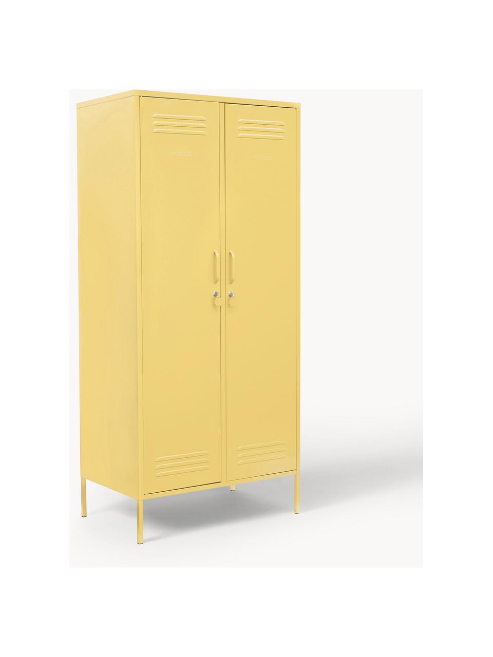 Armadietto The Twinny, Acciaio verniciato a polvere, Giallo chiaro, Larg. 85 x Alt. 183 cm