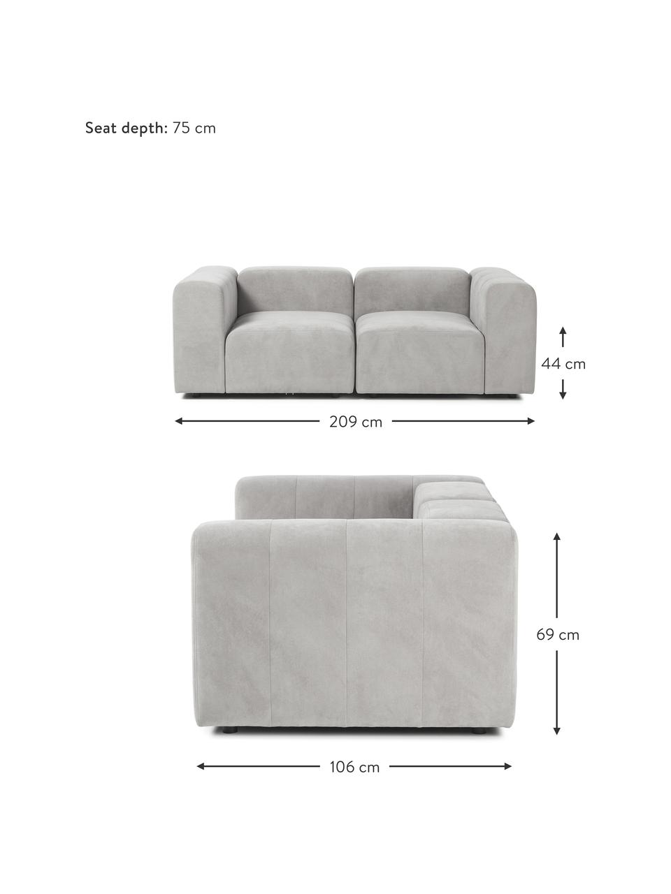 Modulares Sofa Lena (3-Sitzer), Bezug: Webstoff (88% Polyester, , Gestell: Kiefernholz, Schichtholz,, Füße: Kunststoff, Webstoff Hellgrau, B 209 x T 106 cm