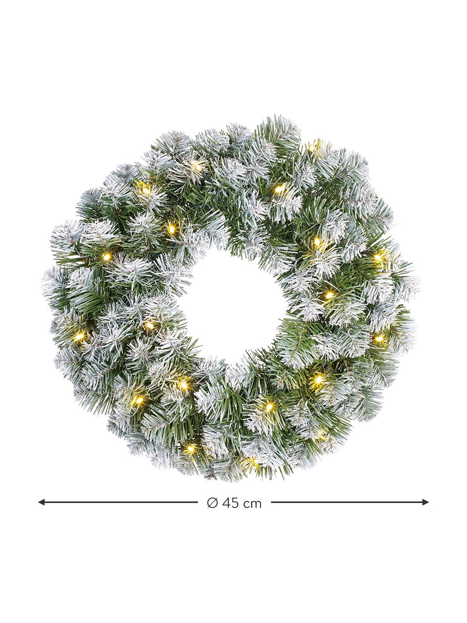 Decoratieve LED kerstkrans Norton, Kunststof, Groen, wit, Ø 45 cm