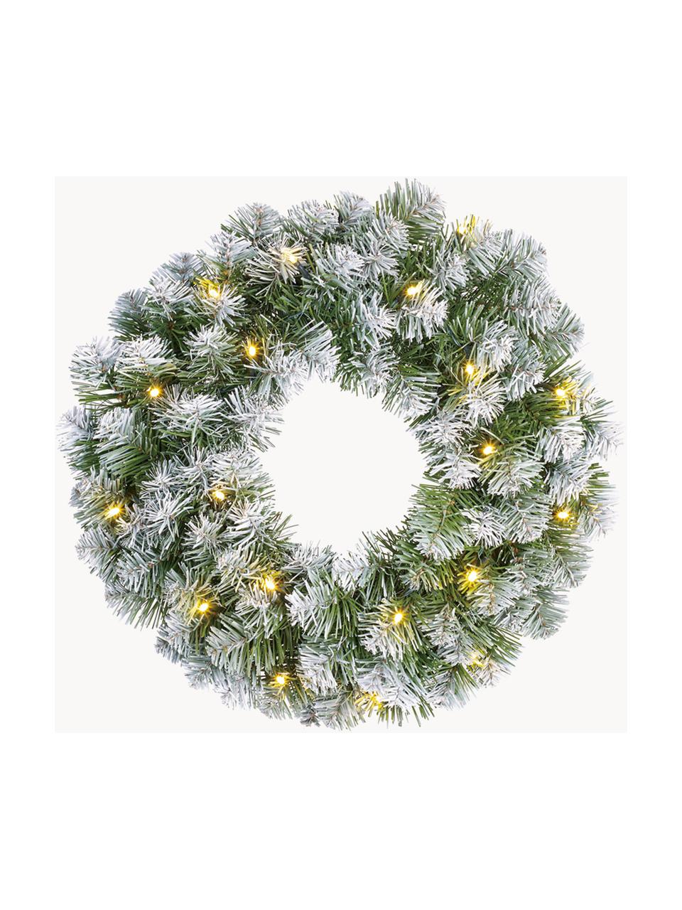 Decoratieve LED kerstkrans Norton, Kunststof, Groen, wit, Ø 45 cm