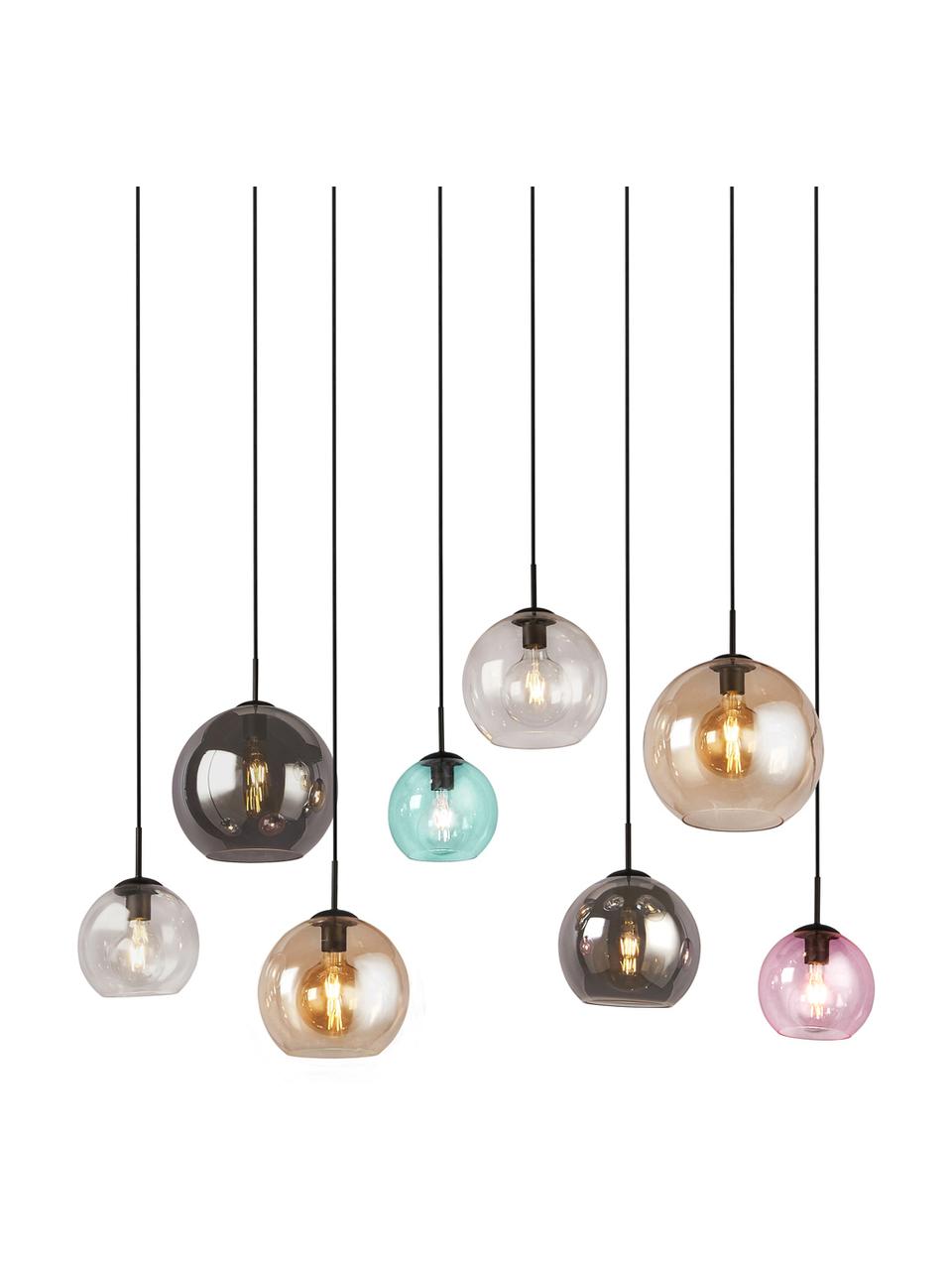 Veľká závesná lampa z farbeného skla Bar, Viac farieb, čierna, Š 151 x V 150 cm