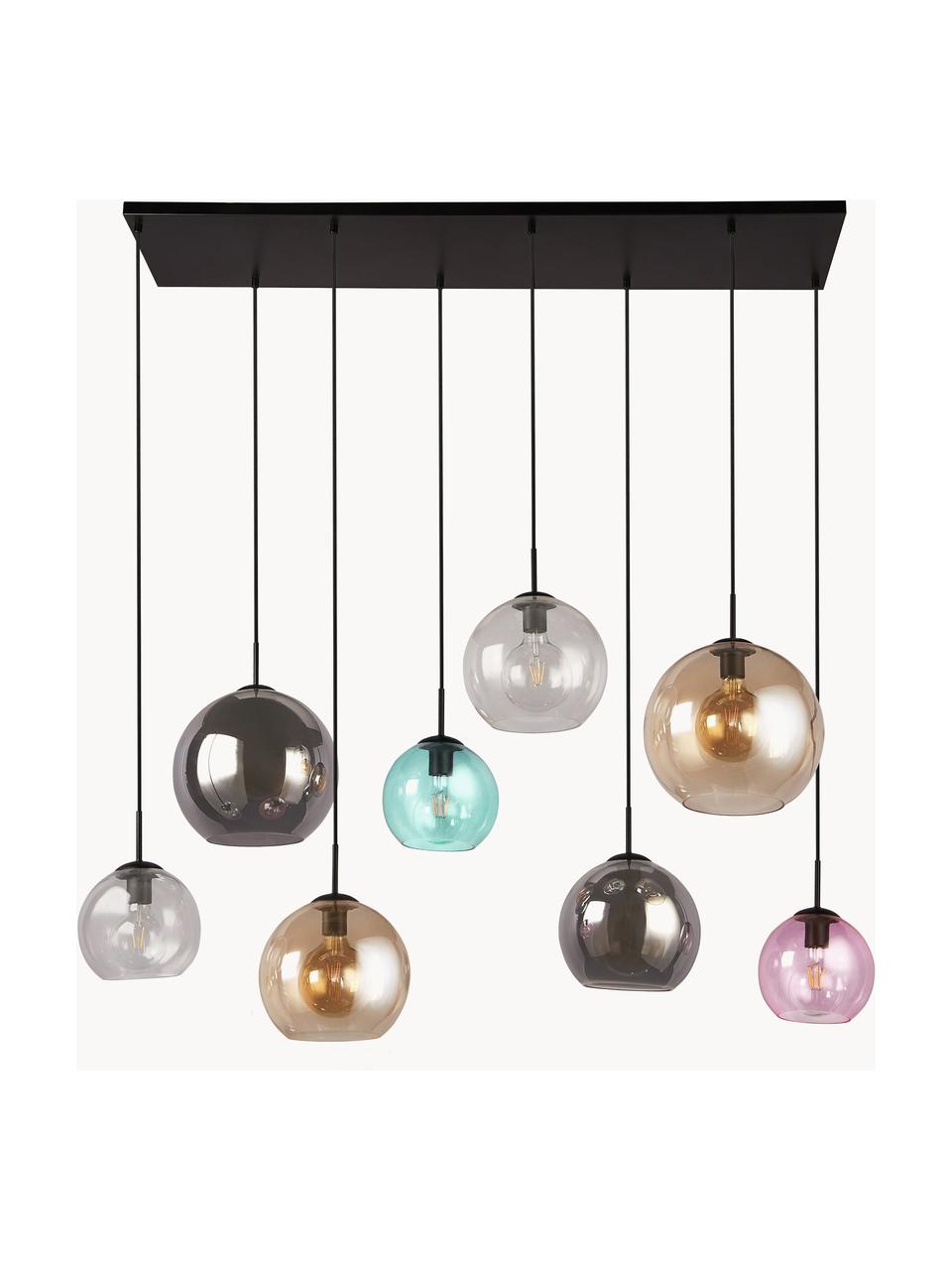 Große Pendelleuchte Bar aus farbigem Glas, Lampenschirm: Glas, Baldachin: Stahl, beschichtet, Bunt, B 151 x H 150 cm