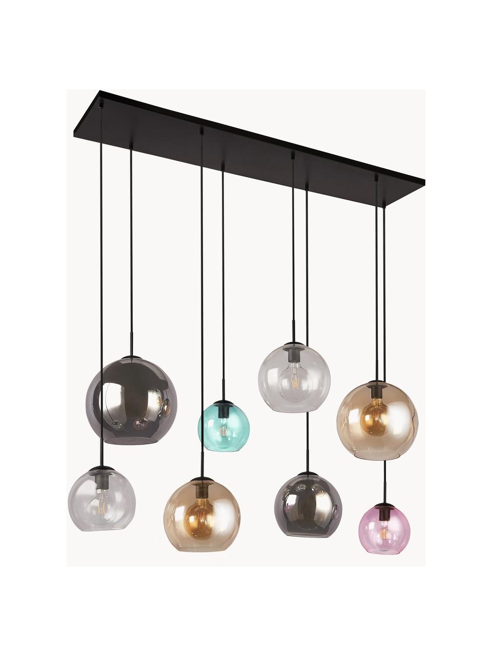 Lámpara de techo grande de vidrio Bar, Pantalla: vidrio, Anclaje: acero recubierto, Cable: plástico, Multicolor, negro, An 151 x Al 150 cm