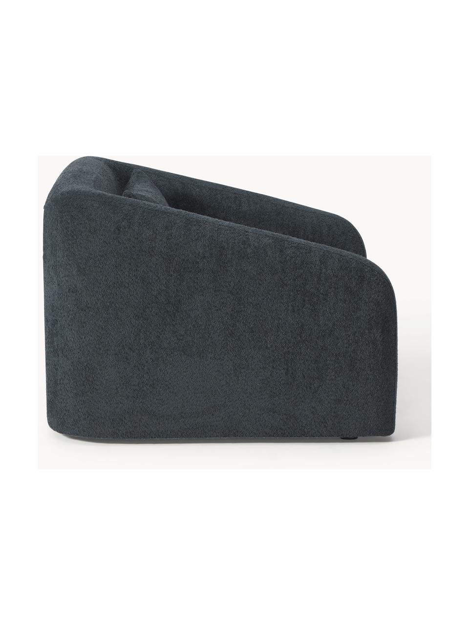 Sillón cama de borreguillo bouclé Eliot, Tapizado: tejido borreguillo bouclé, Patas: plástico, Borreguillo bouclé gris antracita, An 100 x F 94 cm