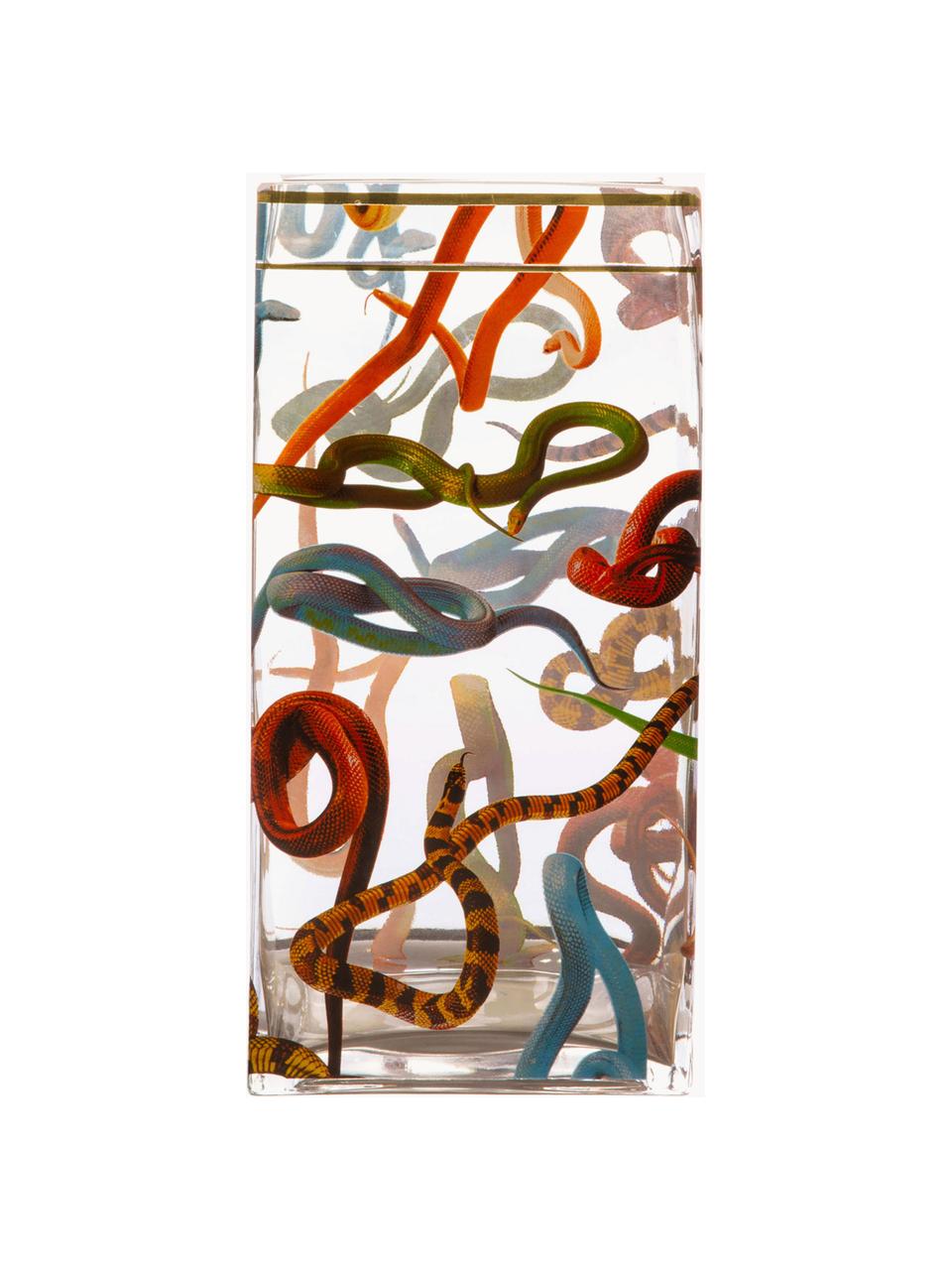 Glas-Vase Snakes, H 30 cm, Vase: Glas, Rand: Gold, Snakes, B 15 x H 30 cm