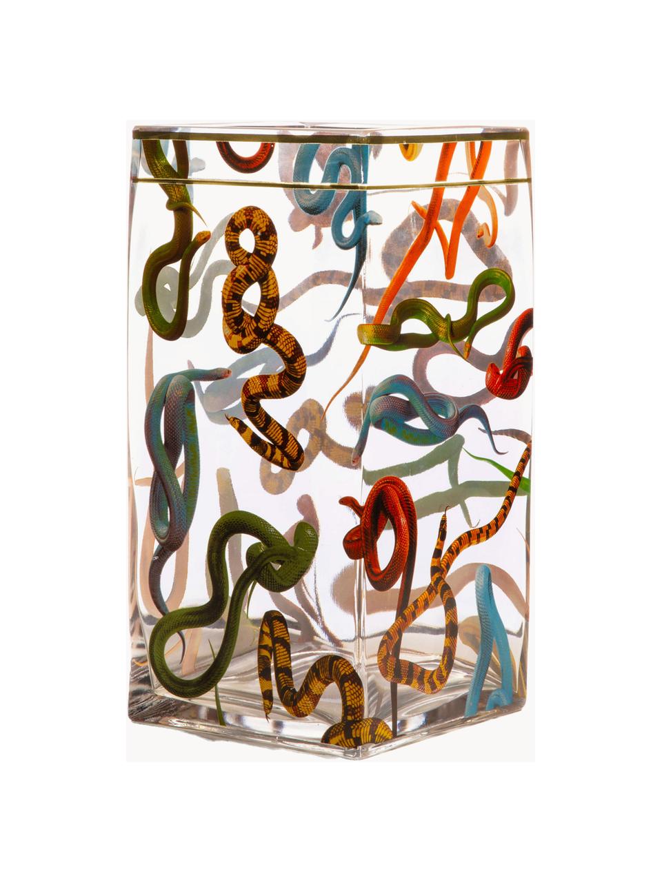 Glas-Vase Snakes, H 30 cm, Vase: Glas, Rand: Gold, Snakes, B 15 x H 30 cm