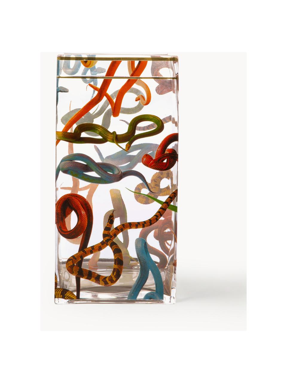 Glas-Vase Snakes, H 30 cm, Vase: Glas, Rand: Gold, Snakes, B 15 x H 30 cm