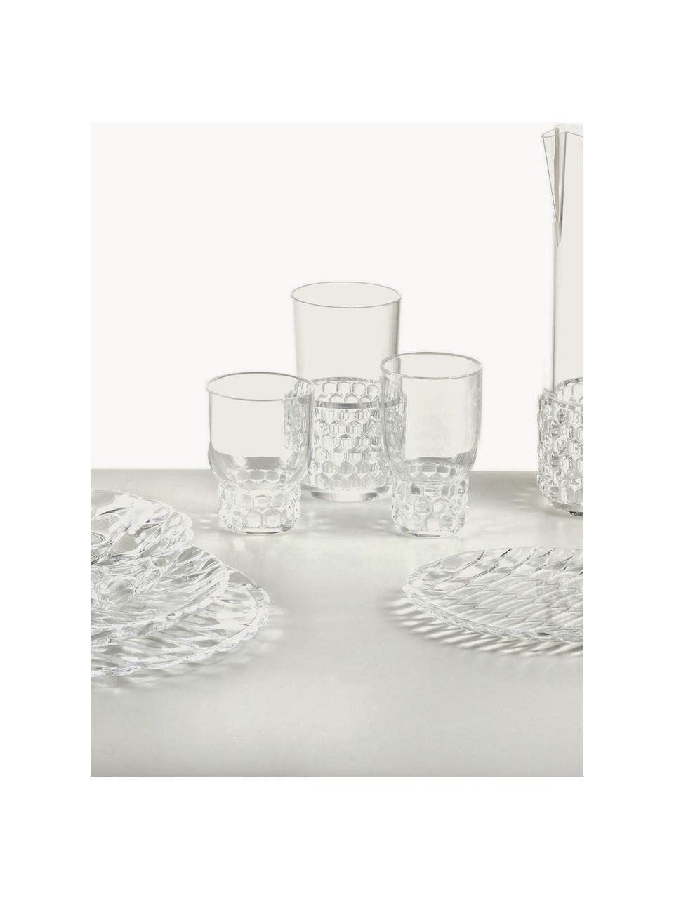 Vasos con relieves Jellies, 4 uds., Plástico, Transparente, Ø 9 x Al 13 cm, 460 ml