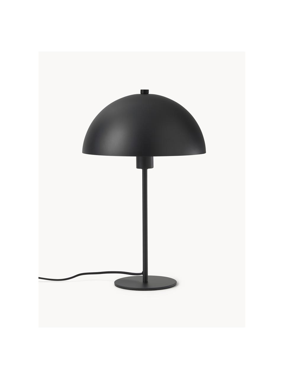 Lámpara de mesa Matilda, Pantalla: metal con pintura en polv, Cable: cubierto en tela, Negro, Ø 29 x Al 45 cm