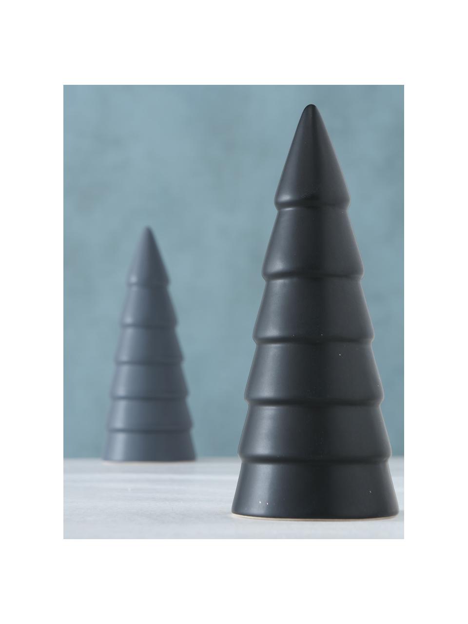 Sapin de Noël bleu Noël Broady, 2 élém., Grès cérame, Bleu ciel, bleu foncé, Ø 8 x haut. 18 cm